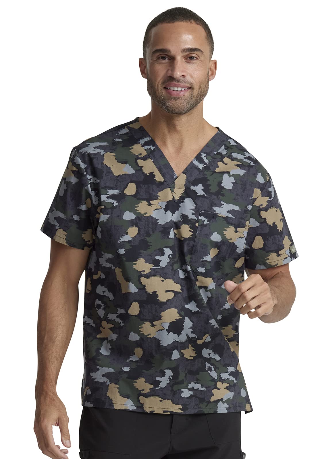 Dickies EDS Signature Scrubs for Women and Scrubs for Men, Unisex One Pocket V-Neck Top in Soft Brushed Poplin 83706
