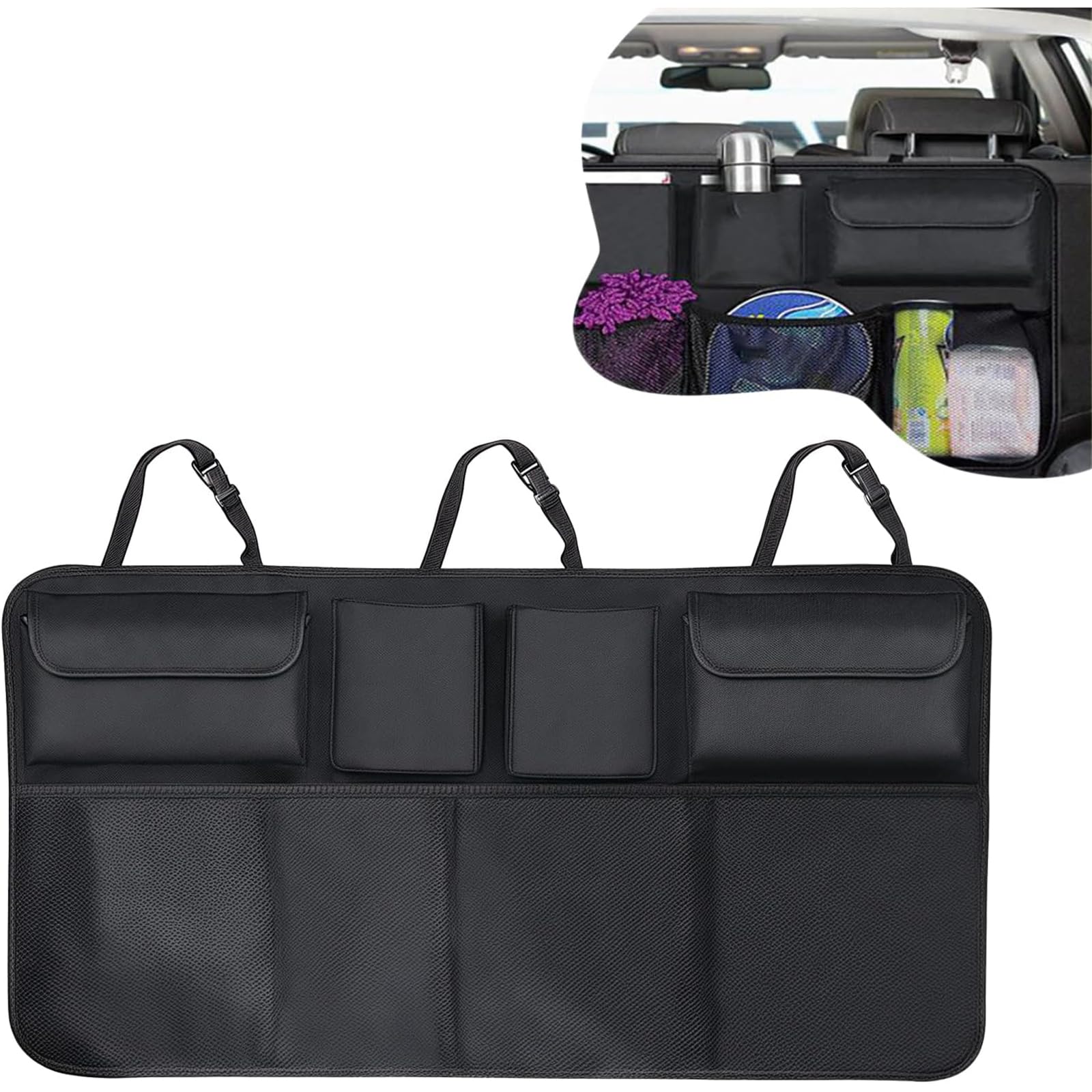 JIAHAI Car Boot Organiser for Kia Sportage LWB NQ5 2023 2024 2025, Foldable Car Boot Tidy, Hanging Trunk Organizer, Multi-Pocket Travel Storage with Enhanced Magic-Stick