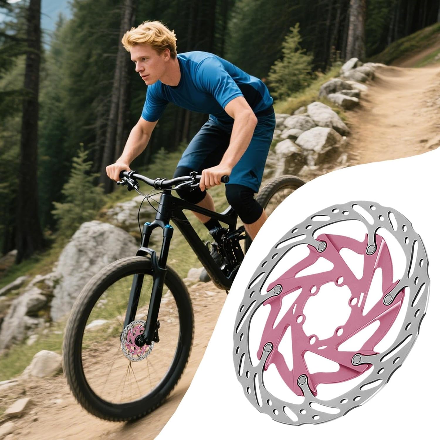 Bike Hydraulic Brake Discs, Replacement Brake Parts, High Performance Rotor Set, 7.28x7.28x1.18 Inches for Cycling, Disc Components Mountain, Dirt, Road, Scooter, Tricycle Use