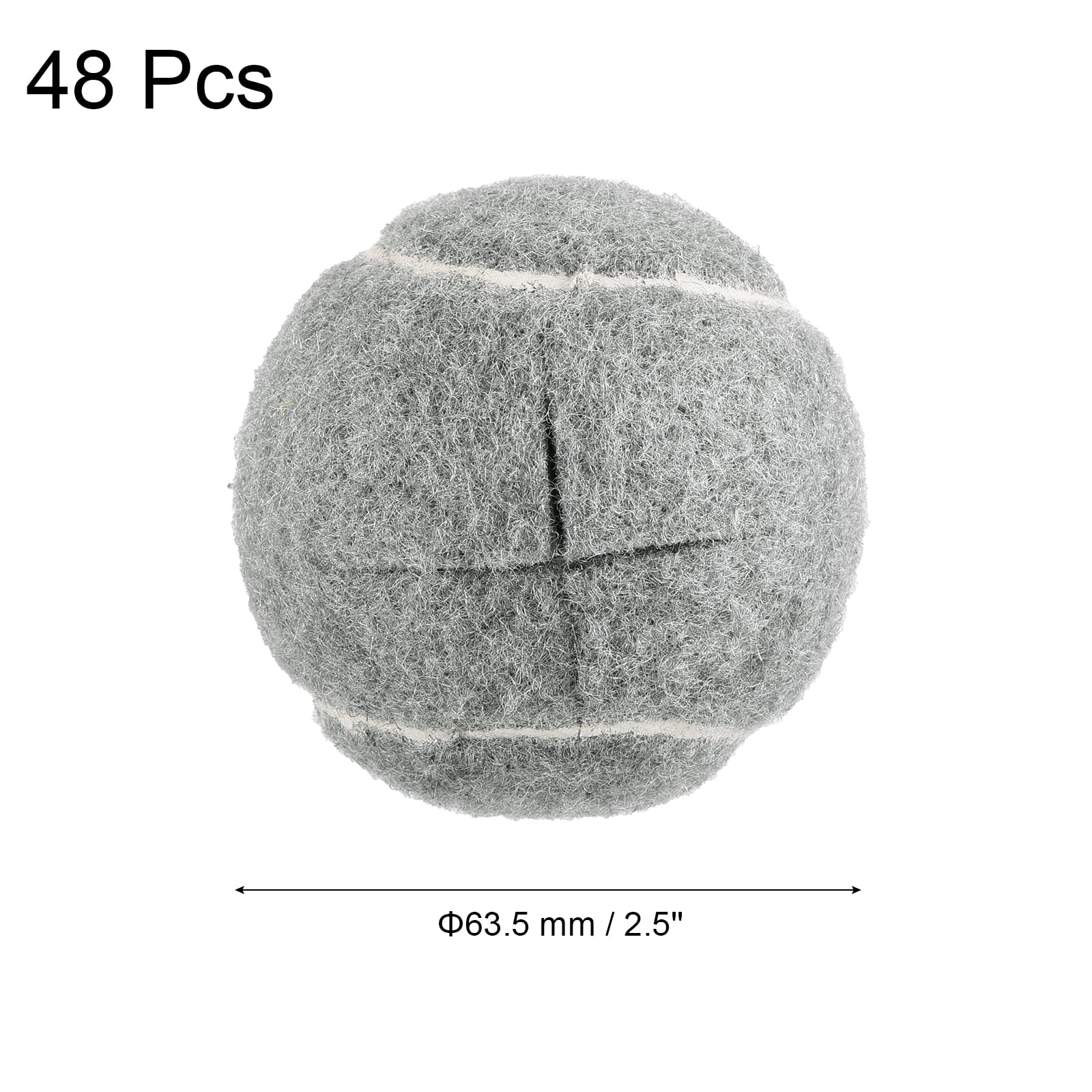 QUARKZMAN Bolas Tenis Precortadas para Andadores, 48pcs Bolas Tenis para Sillas, Cubiertas para Patas Mesa Tenis, Bolas Deslizantes Fieltro para Patas Muebles Protección Suelos (Gris)