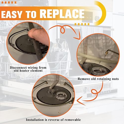 Miniatura 5 de W10518394 Repuesto de elemento calefactor para lavavajillas Whirlpool Kenmore Maytag Amana, compatible con 8194250 8563007 8572861 W10134009