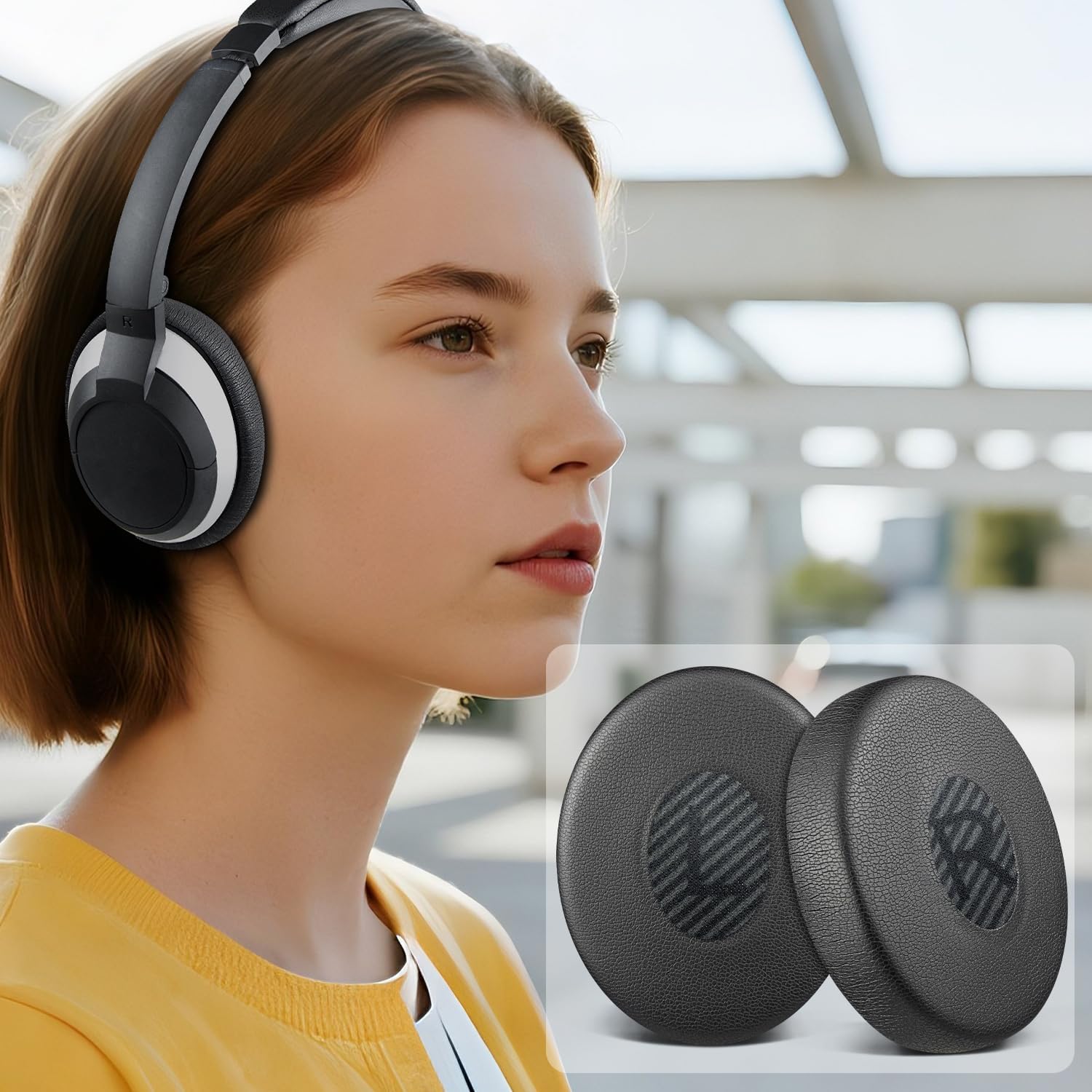 SOULWIT Replacement Ear Pads Cushions for Bose On-Ear 2 (OE2 & OE2i)/ SoundLink/SoundTrue On-Ear Headphones, Earpads with High-Density Noise Isolation Foam - Full Black - Image 8