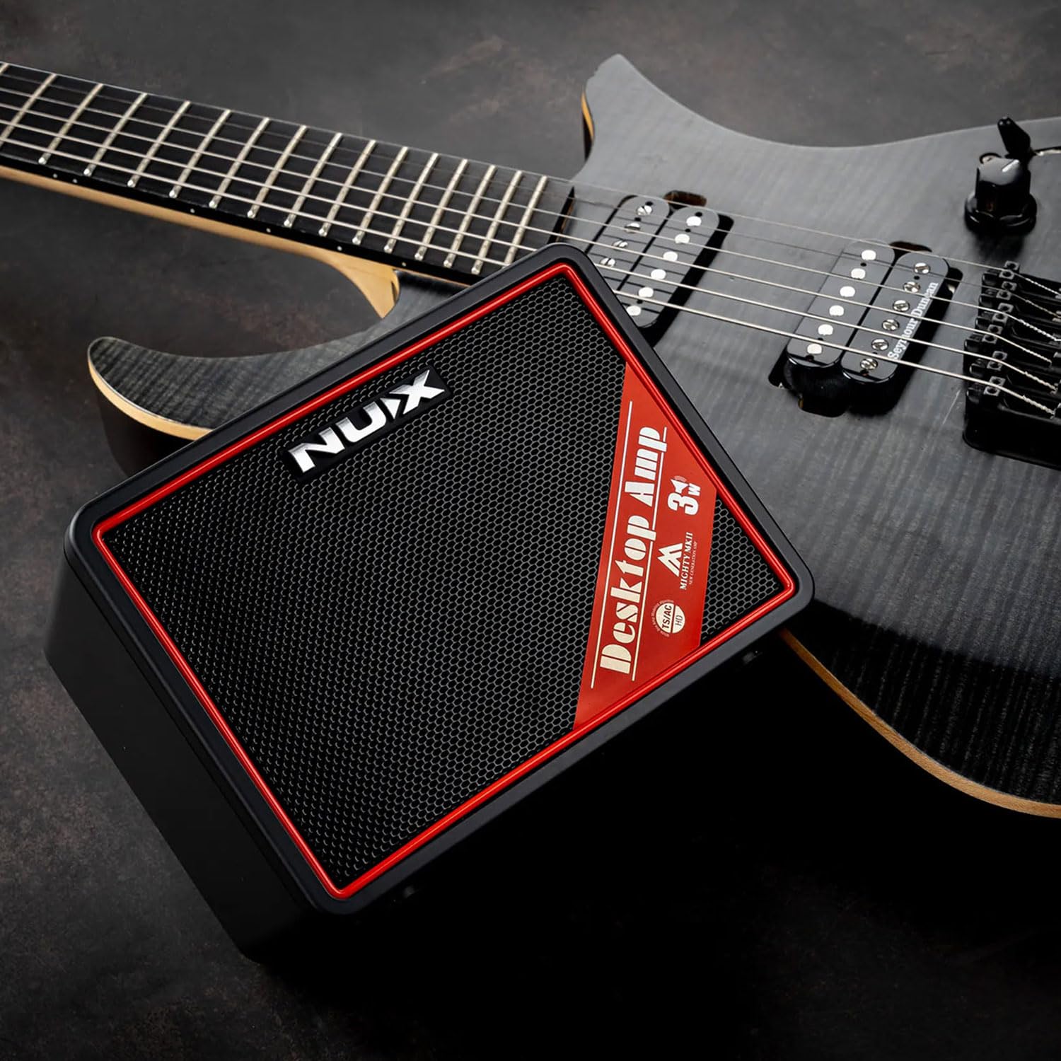 Nux Mighty Lite BT MKII Grau Bluetooth Modeling Gitarren-Verstärker für E-Gitarre und Bass mit Kabel