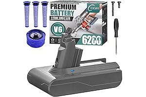 Premium 6200mAh V6 Battery Replacement Compatible with Dyson V6 Animal V6 Absolute...