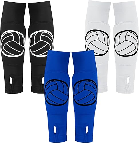 Miniatura 1 de 3 pares de mangas de voleibol para niñas y niños que pasan antebrazo mangas con almohadilla de protección y orificio para el pulgar