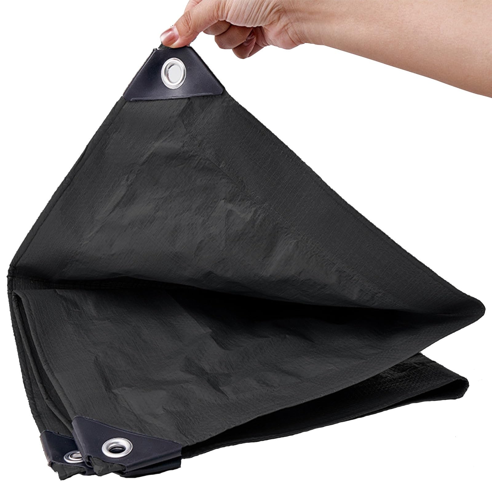 Lona impermeable 220x220 cm para exterior negra con ojales reforzados de 140g