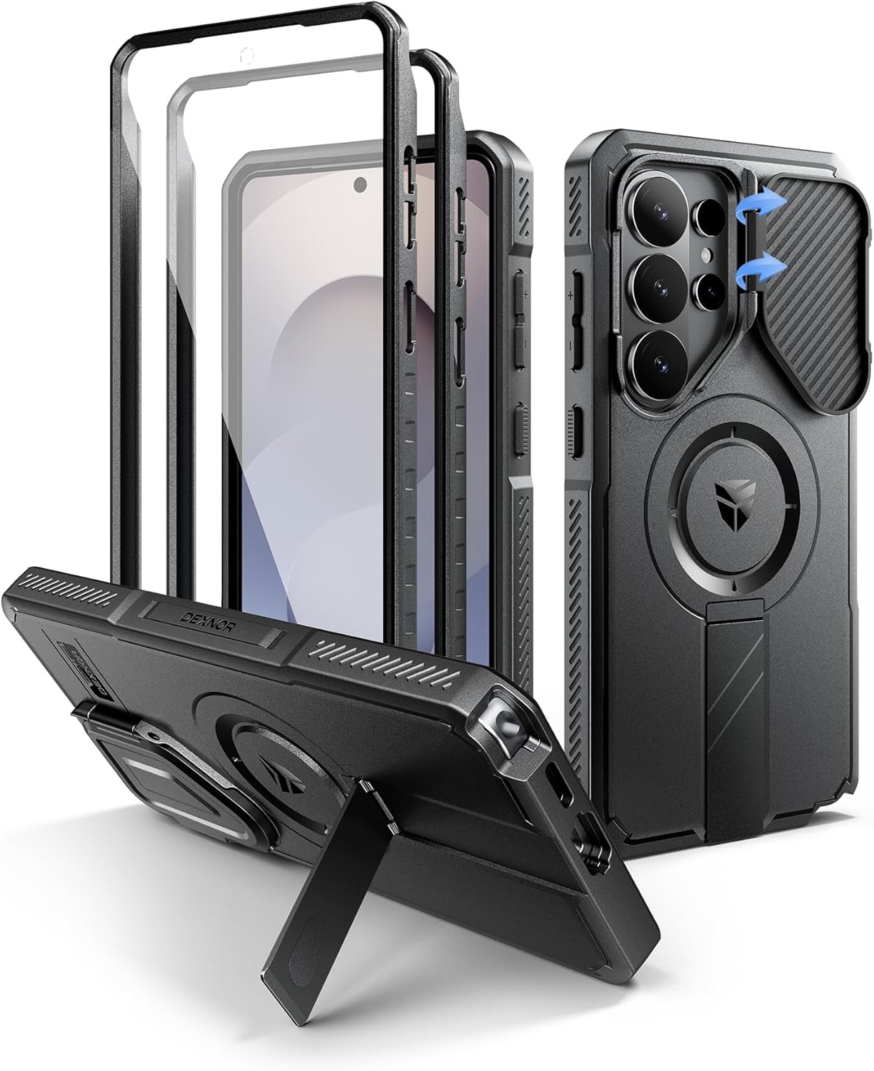 Dexnor for Samsung Galaxy S26 Ultra Case with Camera Cover & Adjustable Kickstand & Screen Protector, Compatible with MagSafe, Rugged Shockproof Bumper Cases Magnetic Protective Cover(2026),6.9" Black