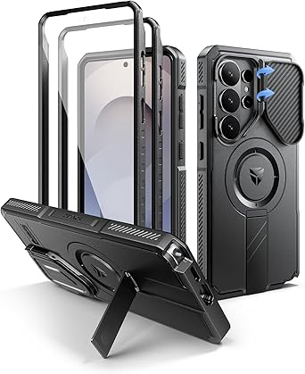 Dexnor for Samsung Galaxy S26 Ultra Case with Camera Cover & Adjustable Kickstand & Screen Protector, Compatible with MagSafe, Rugged Shockproof Bumper Cases Magnetic Protective Cover2026,6.9" Black