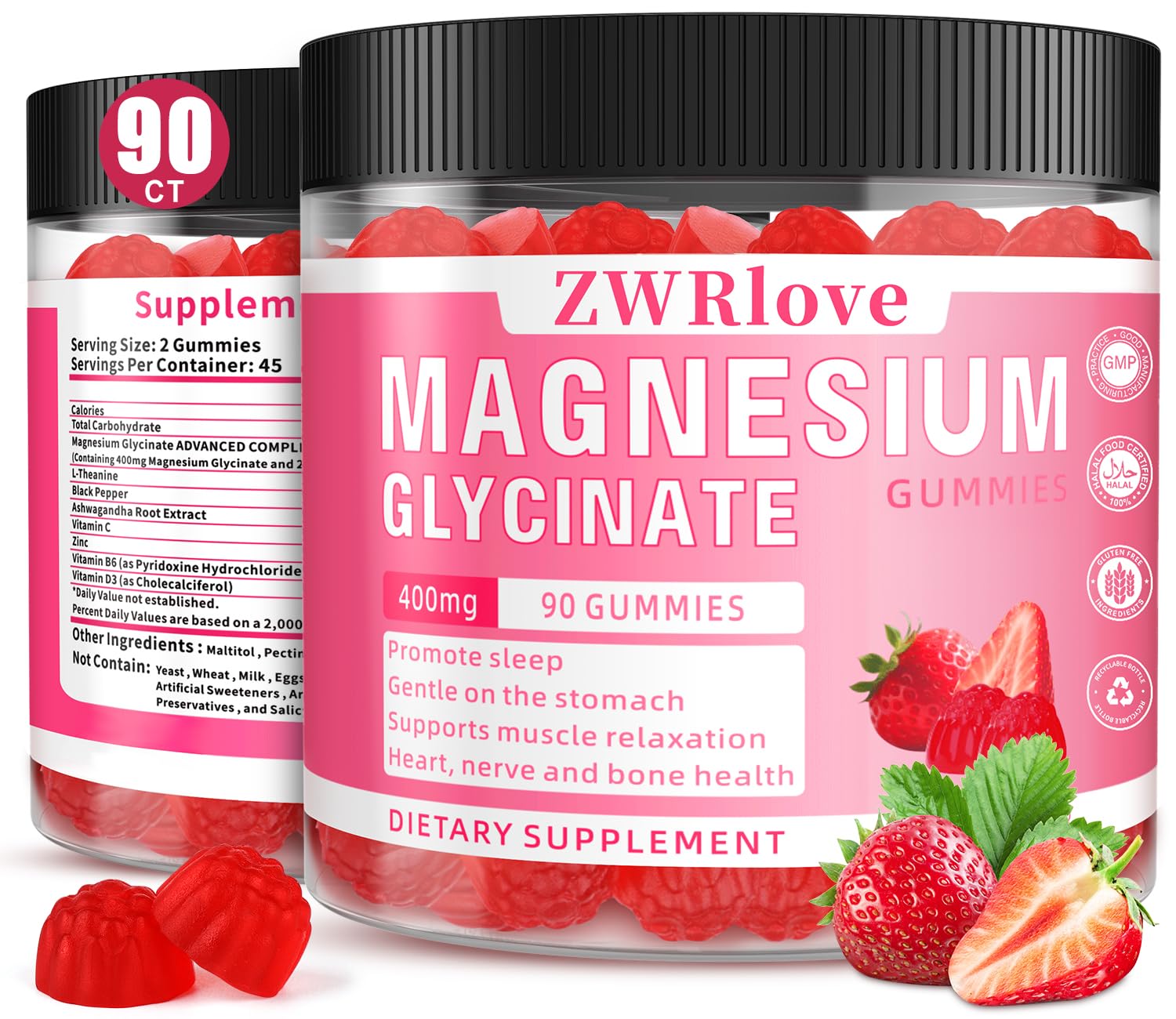 Magnesium Glycinate Gummies 400mg with Zinc, Sugar Free Chewable, 90 Count — Amazon image 10