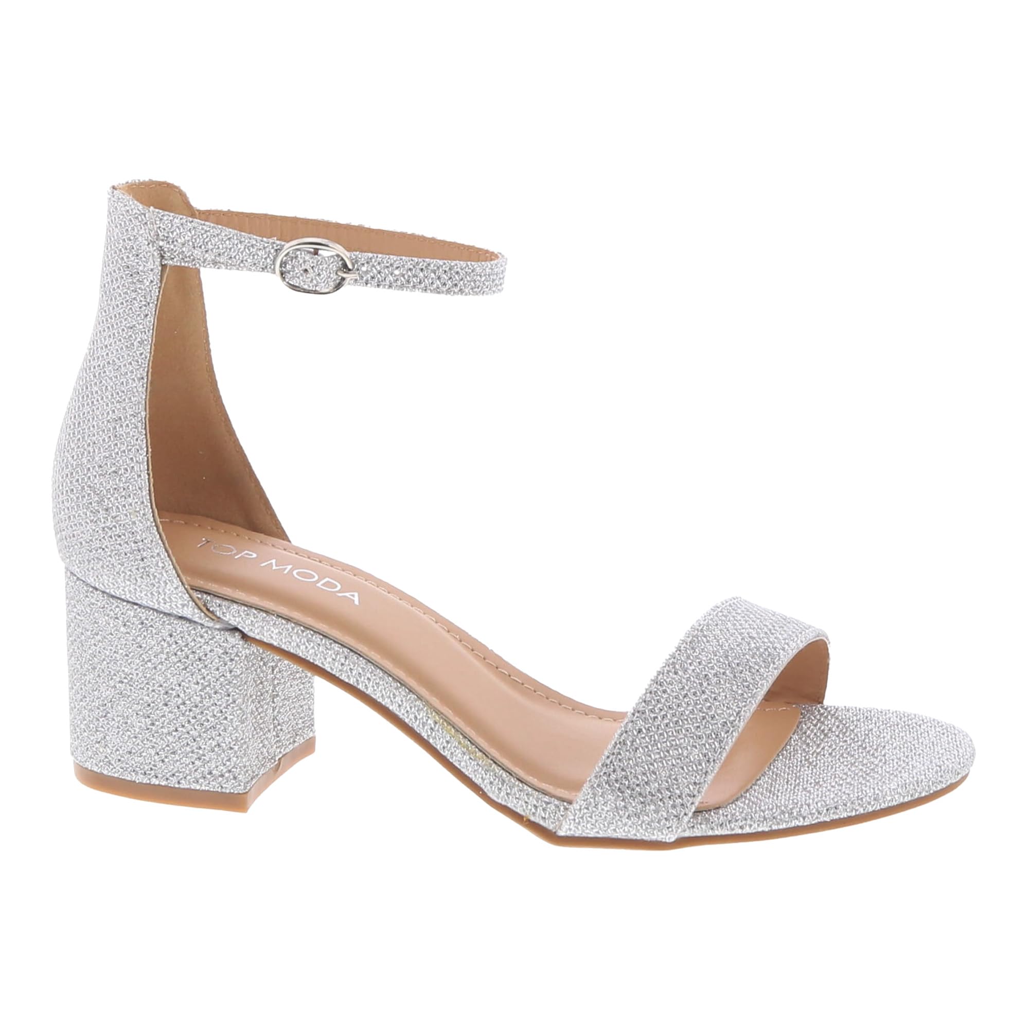 TOP Moda Darcie-1 Ankle Strap Dressy High Heel Sandal, Non-slip Sole, For Wedding, Party, Prom, Evening Wear, or Any Occasion, Sleek Style Block Heel