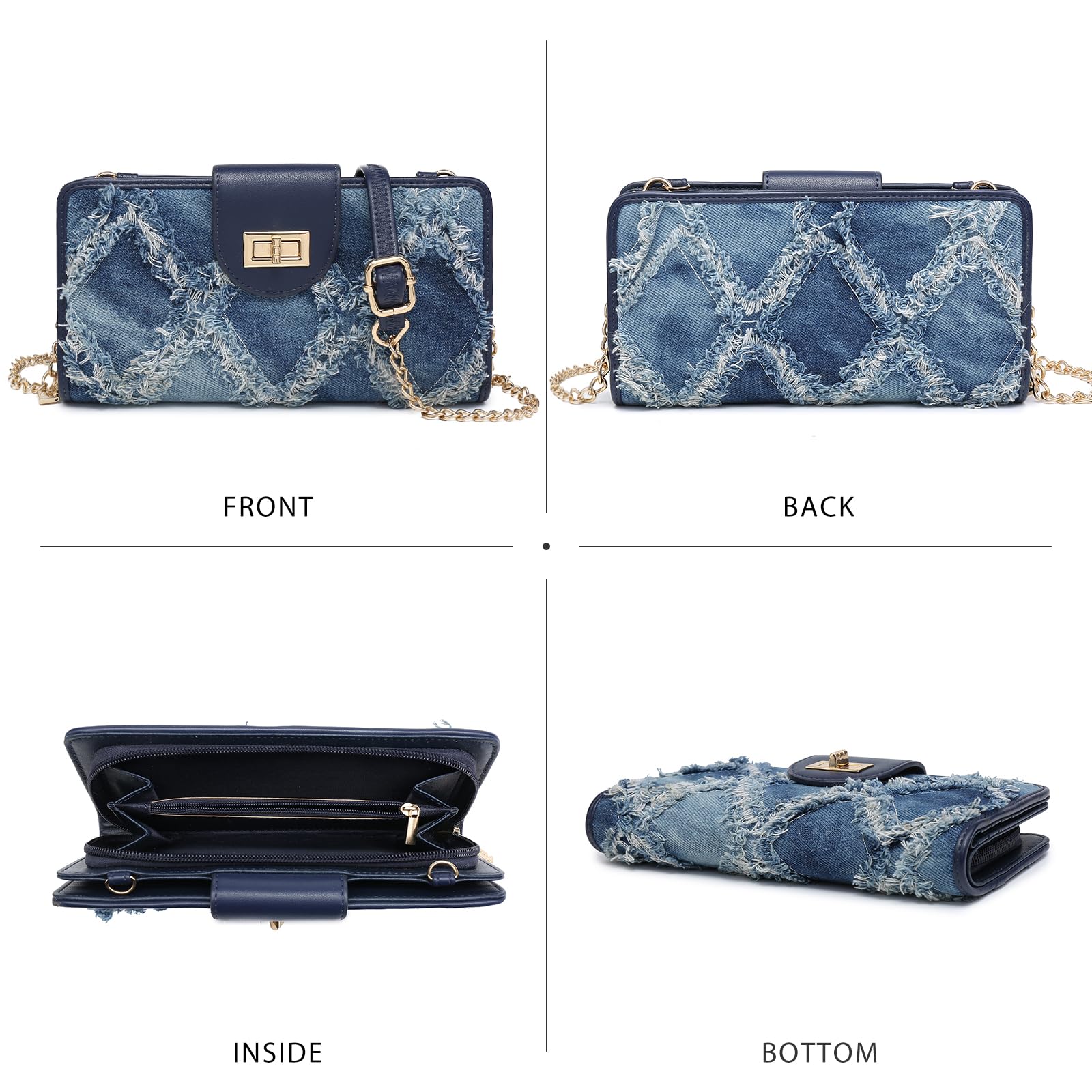 MKP COLLECTION Women Small Crossbody Shoulder Bag Zip Wallet Purse Handbags Clutch Credit Card Holder with Chain Strap