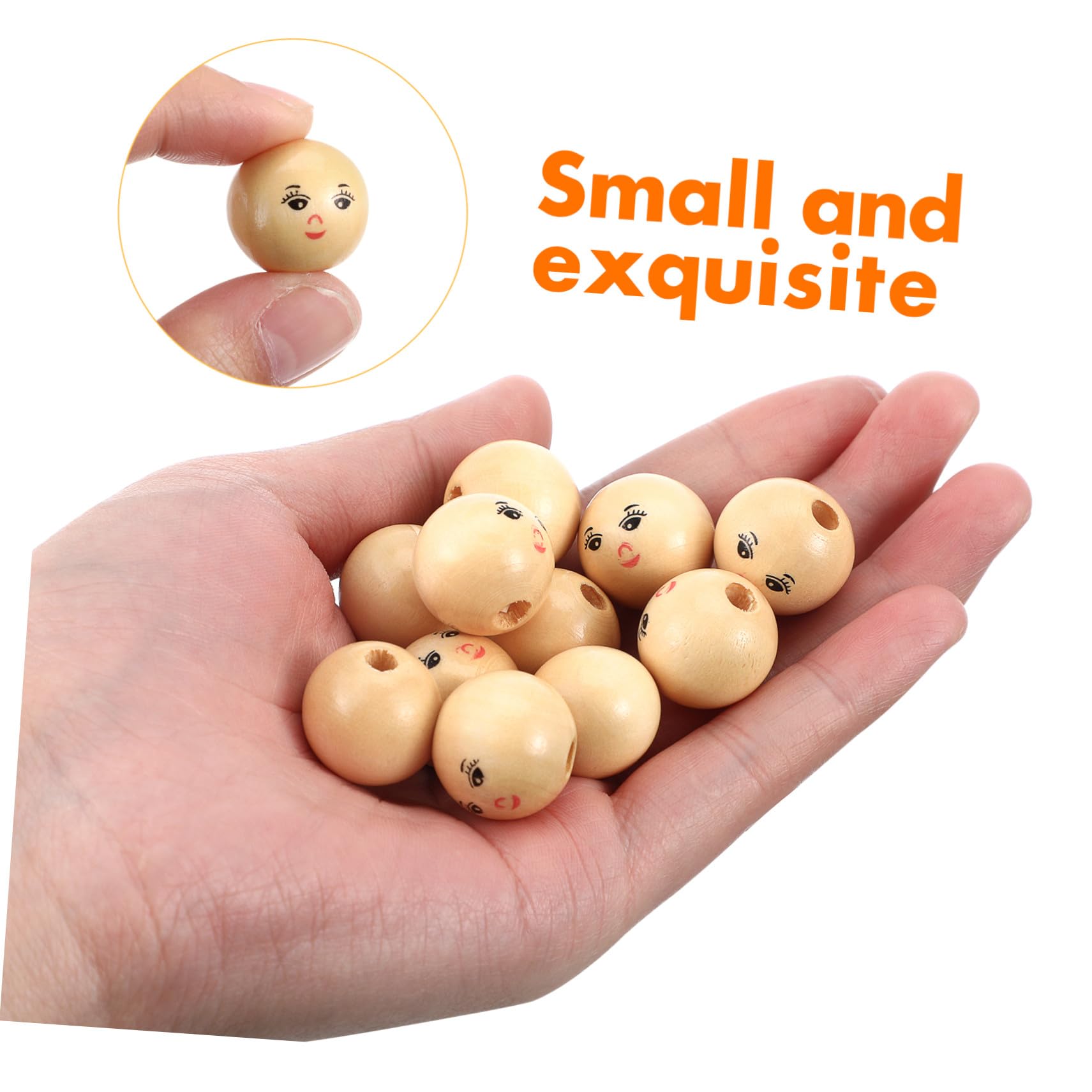 Cuentas Color Caqui de Madera Redondas con Cara Sonriente 50 Material Sintético para Hacer Pulseras Ideales para Manualidades y DIY