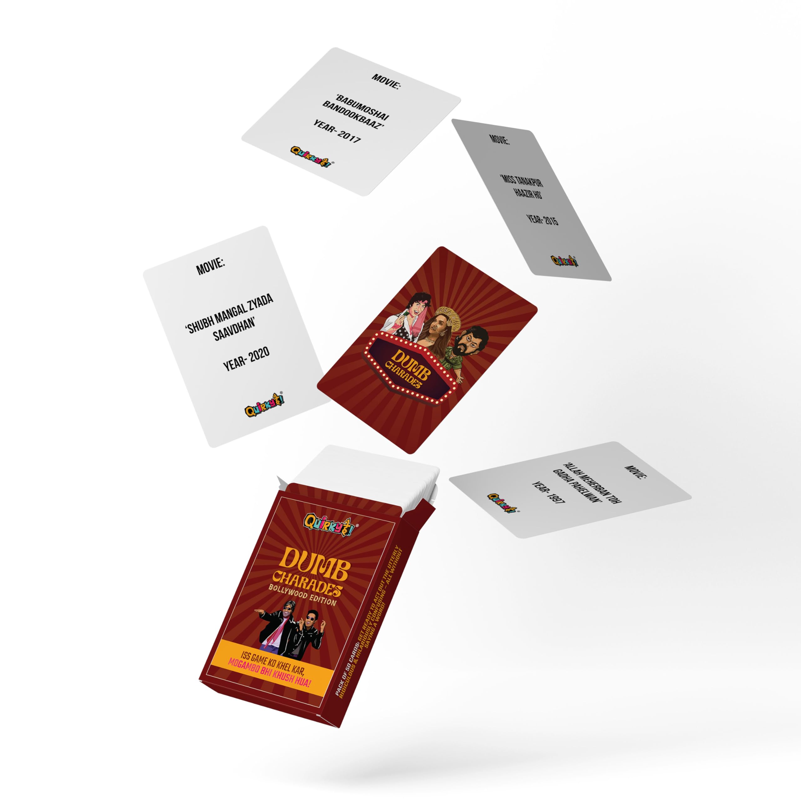 Gangaur Dumb-Charades Bollywood Edition For Friends & Family- Fun 50 Compact Party Card Game 2