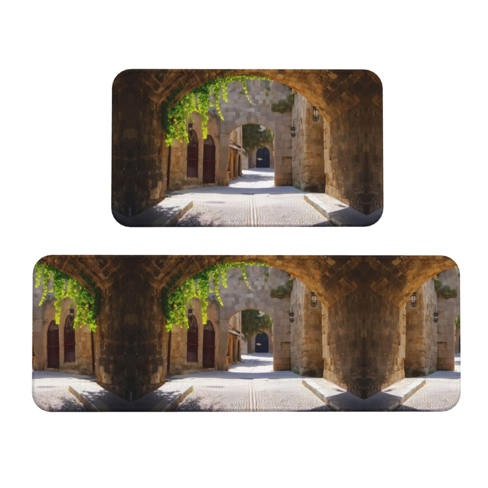 Pack de 2 alfombrillas de cocina antideslizantes con diseño de calle