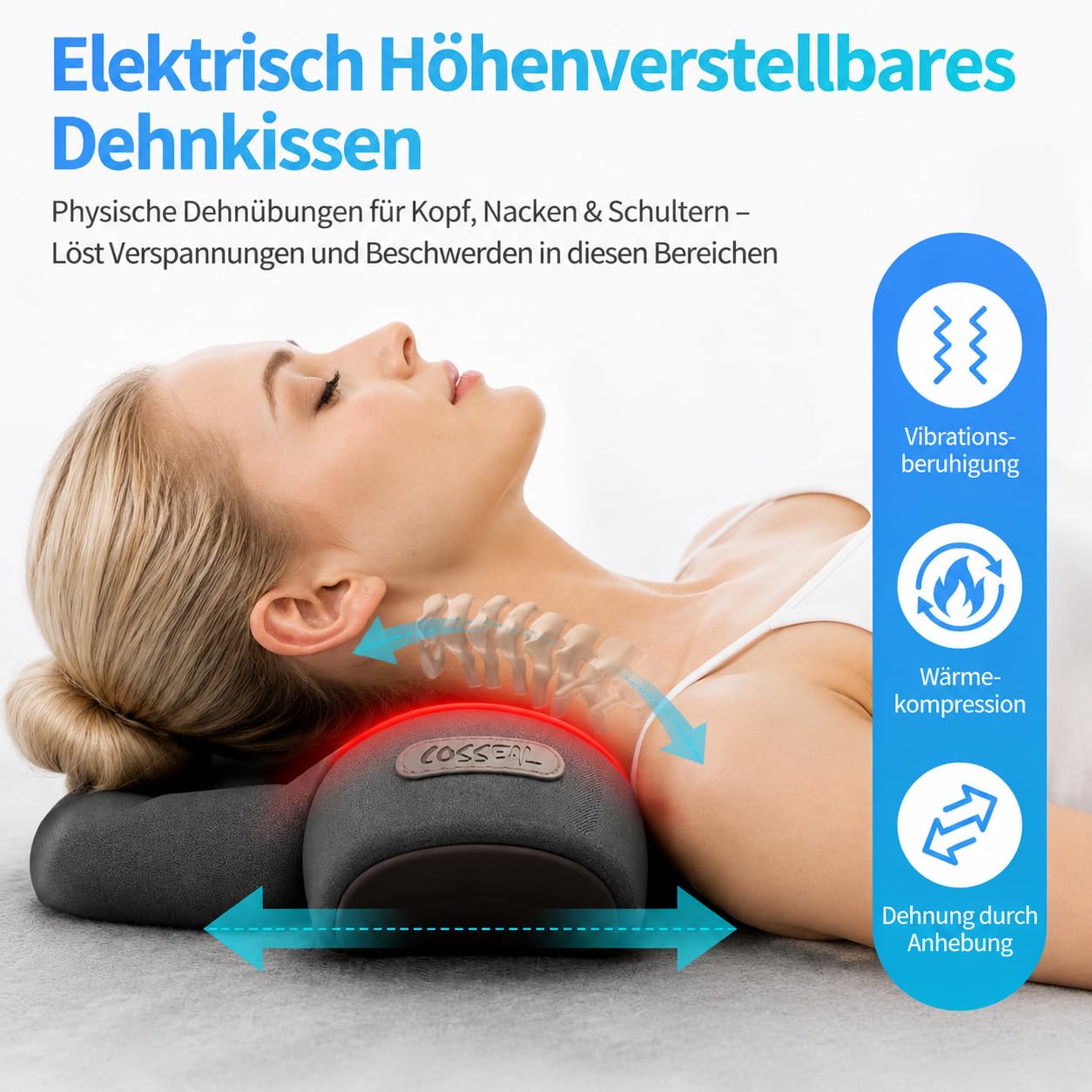 3-In-1 Massagegerät Elektrisch Heizung Nacken (Hellgrau)