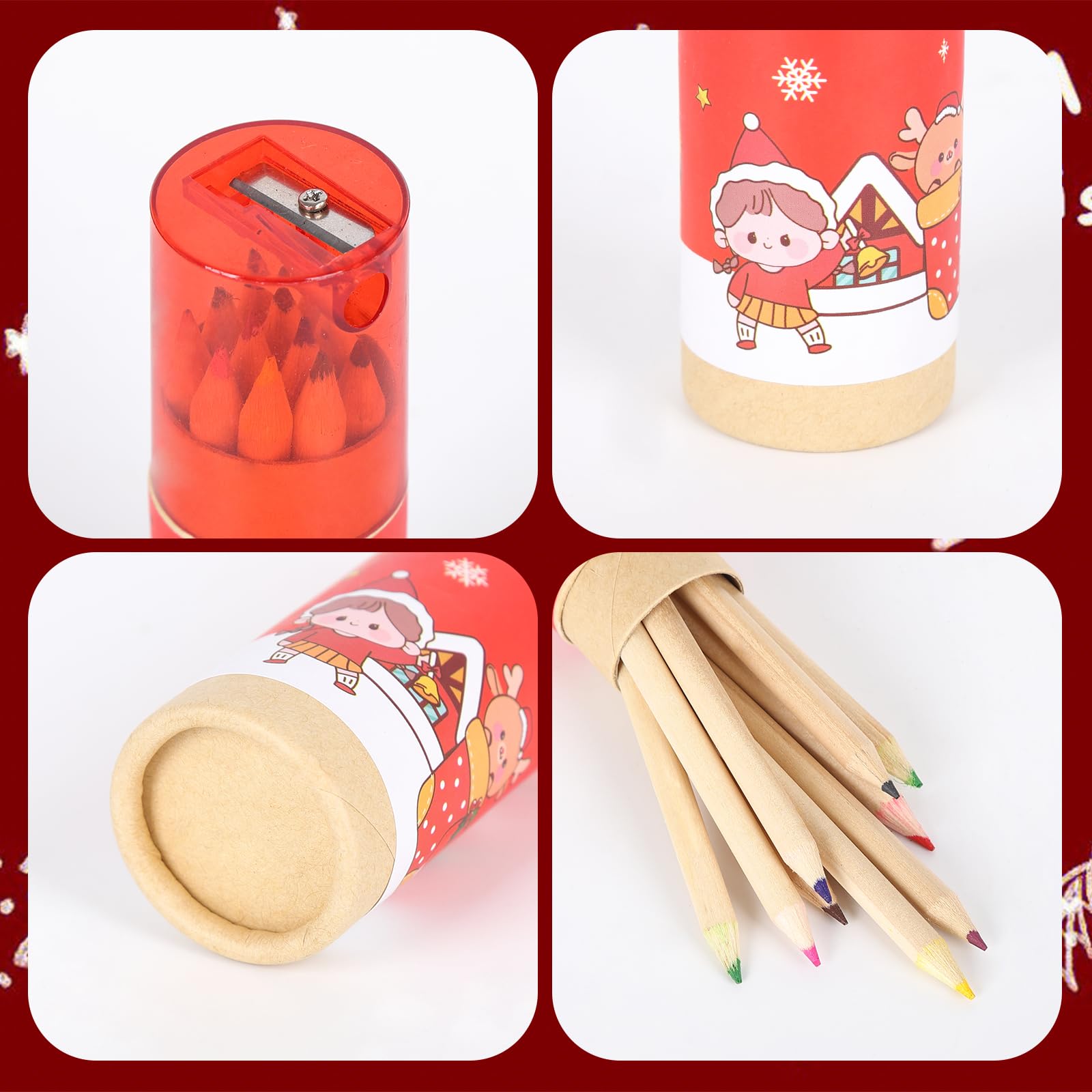 Lot De 96 Crayons De Noël Pour Enfants HB Avec Gomme, Calendrier De L