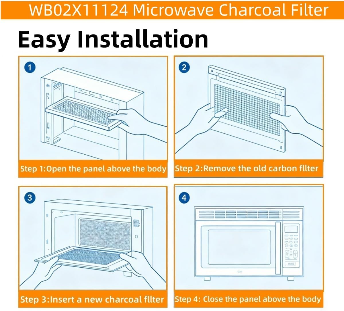 WB02X11124 Microwave Charcoal Filter Replacement Part fit for Samsung GE LVM6177SF1SS, HVM1540DP1BB, ME16K3000AS/AC, SMH9151S/XAA, ME16A4021AS/AA, ME16H702SEB/AA, ME16A4021AW/AA, ME16H702SES/A2
