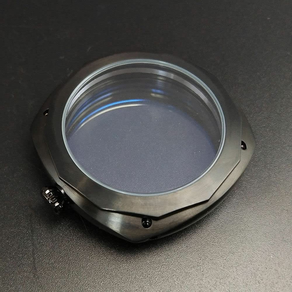 Caja de Reloj de Acero Inoxidable 316L de 45 mm, Color Negro. Accesorios para Relojes con Movimiento ETA 6497/6498.