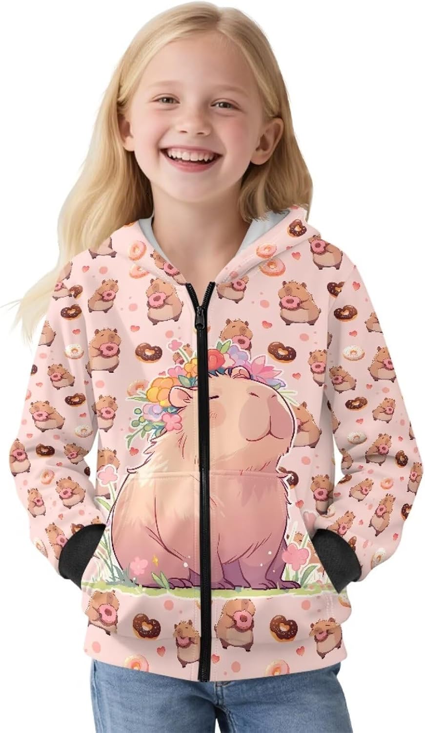 Kid's Zipper Hoodies Long Sleeve Fleece Hoodie for Girls Full Zip Hoodies Hooded Sweatshirts Jacket S-XL
