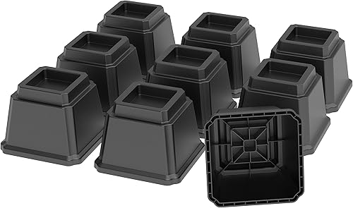 Miniatura 5 de Juego de 9 elevadores de cama de 4 pulgadas, elevadores de cama resistentes para marco de cama, paquete de 9 elevadores de hasta 3000 libras,