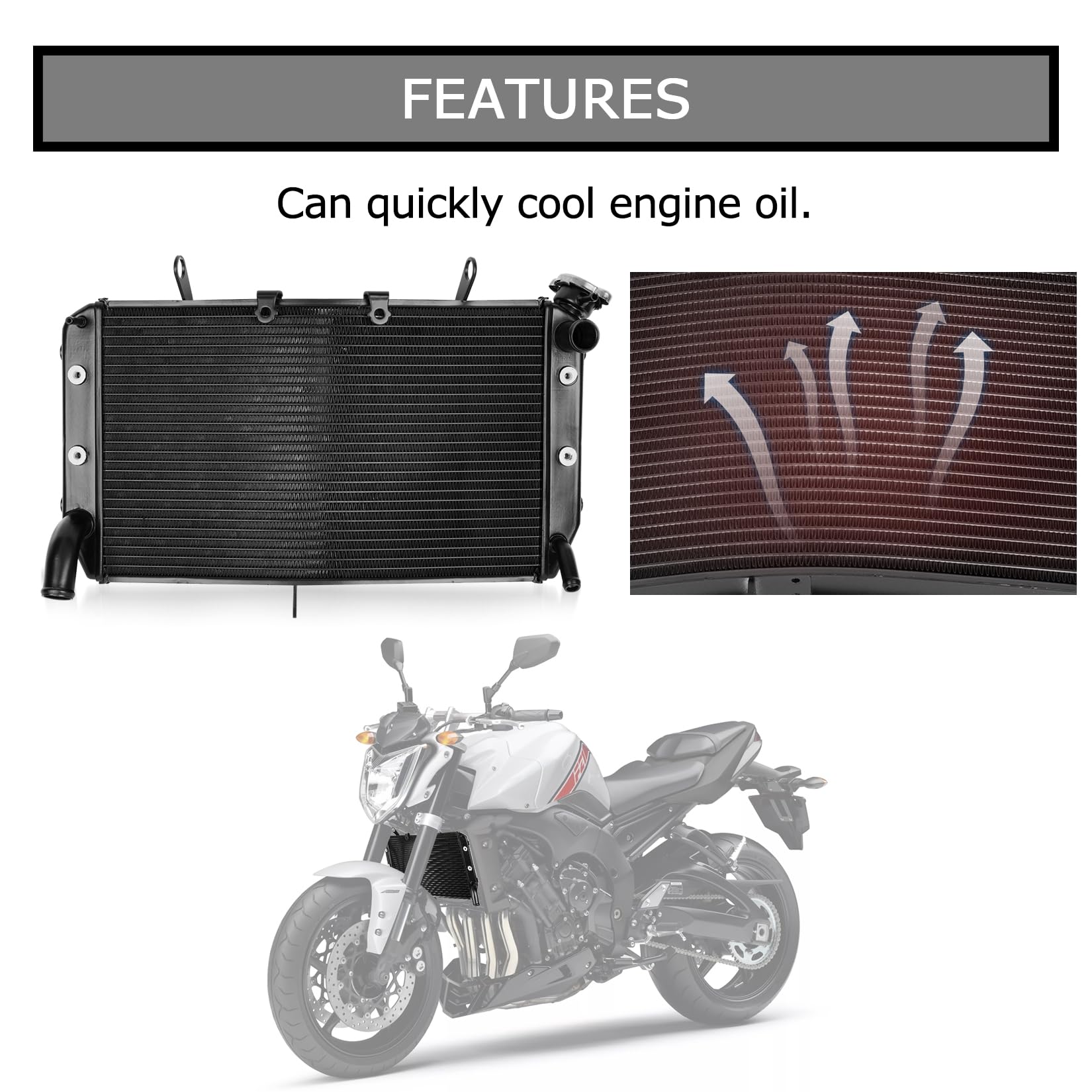 Raffreddamento del Radiatore Dell'olio del Radiatore del Motore per FZS 1000 2006-2015,per FAZER 1000 FZ1S FZ1N 2006-2012,per FZ8 FZ-N FZ-S 2011-2015 PSLER Accessori Moto