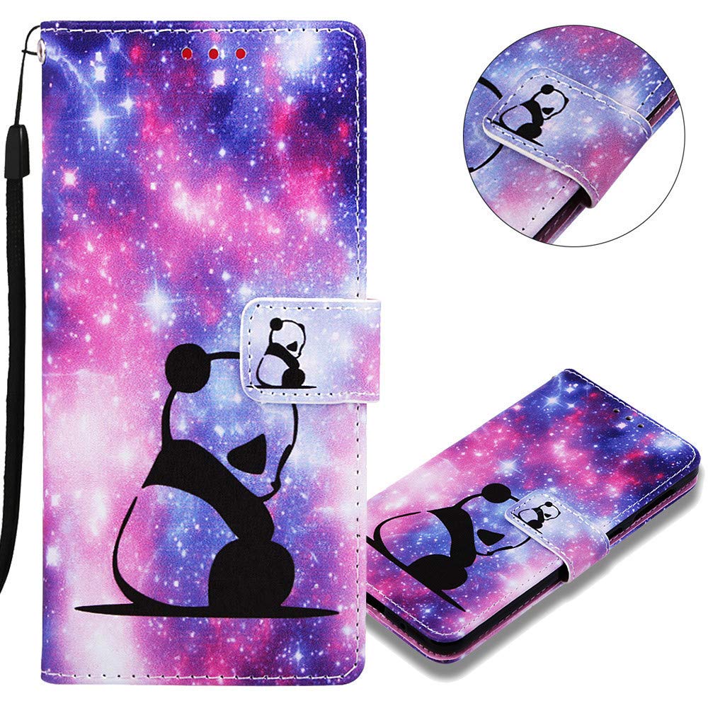 Motorola Moto E6 Case 3D Creative Pattern PU Leather Flip Wallet Magnetic Case with Kickstand Credit Cards Slot Stand Case for Motorola Moto E6 YBC Cherry Blossom Panda.