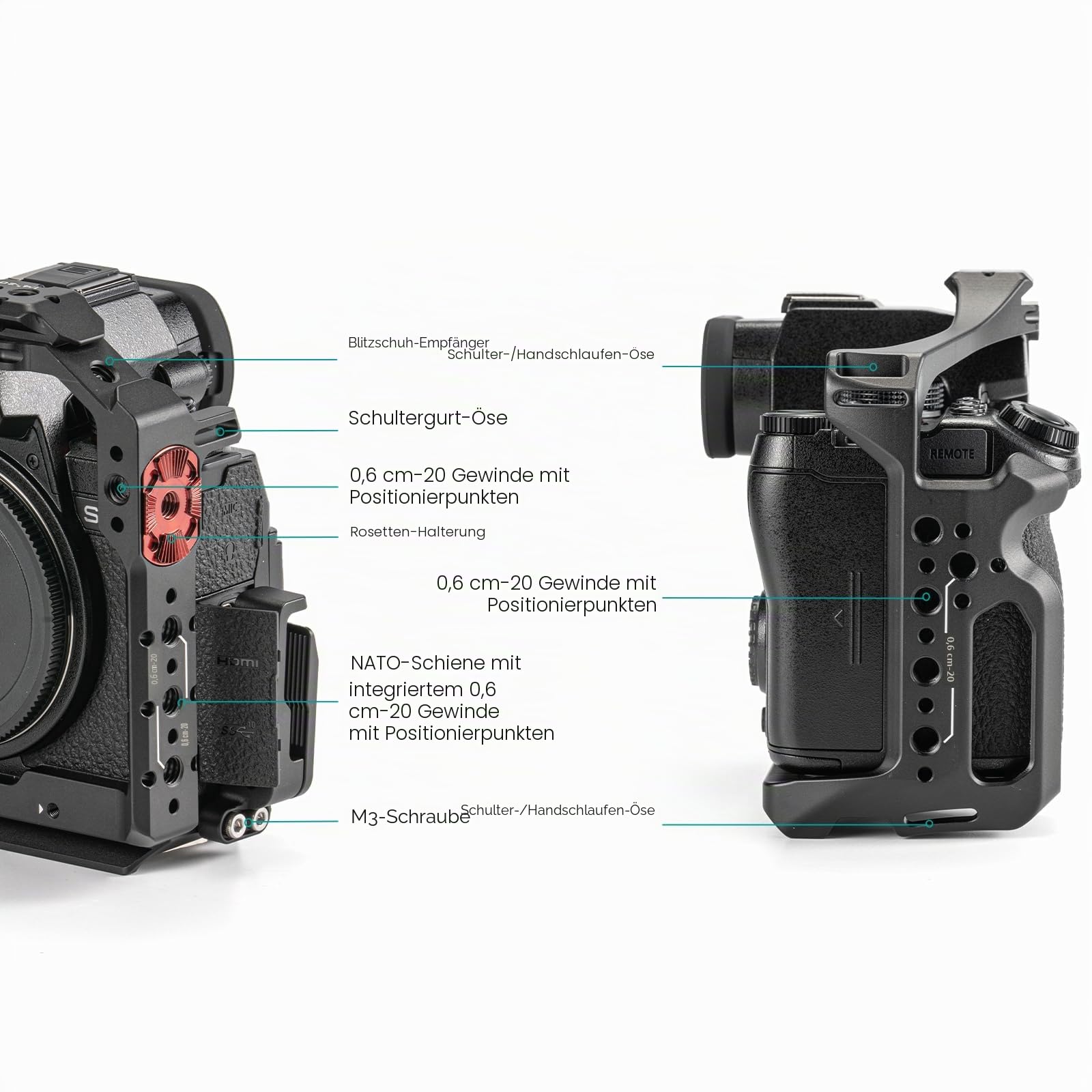 Tilta Käfig für S5 II/S5 mit HDMI-USB-C-Kabelklemme und NATO-Rail - Schwarz TA-T50-FCC-B