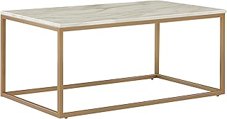 Beliani Trendy Couchtisch beige Marmor-Optik goldene Beine Delano