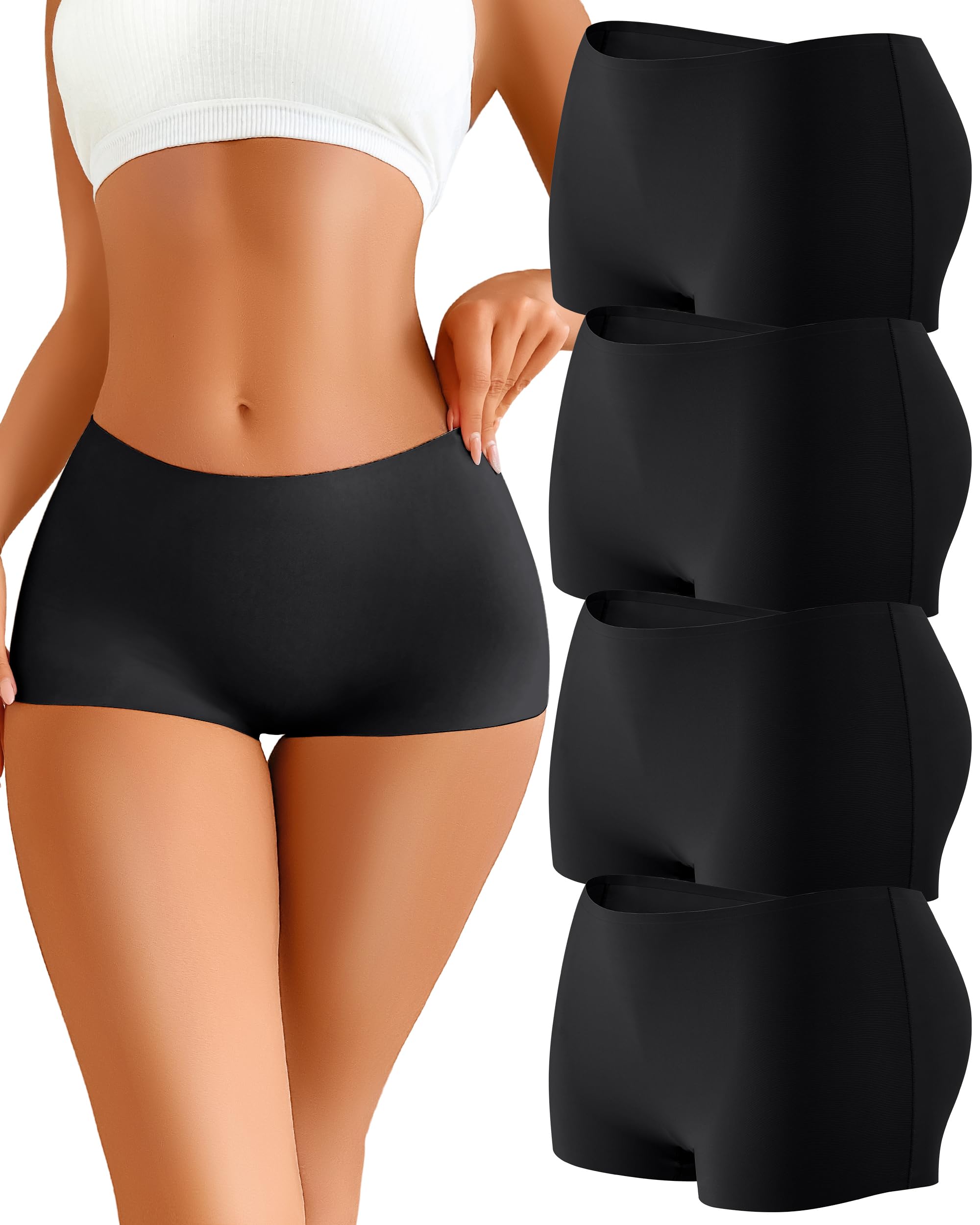 CUTE BYTE Womens Seamless Boy Shorts Underwear Soft Stretch No Show Boxer Shorts Briefs Panties for Ladies 4