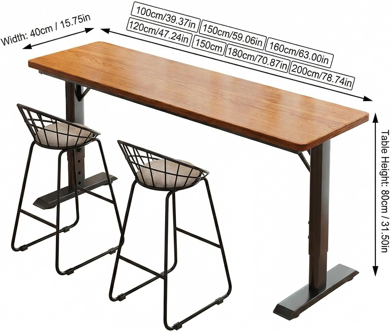 Kitchen Breakfast Bar Bar Table Metal Frame Pub Coffee Desk Can Bear 200kg Liftable Breakfast Bar Table for Home Kitchen Breakfast Dining,Pub(Grey Oak,100cm(39.3"))