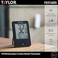 Vista 3 de Taylor Termómetro digital inalámbrico para interiores y exteriores (negro) y termómetro digital de nivel de comodidad e higrómetro (negro)