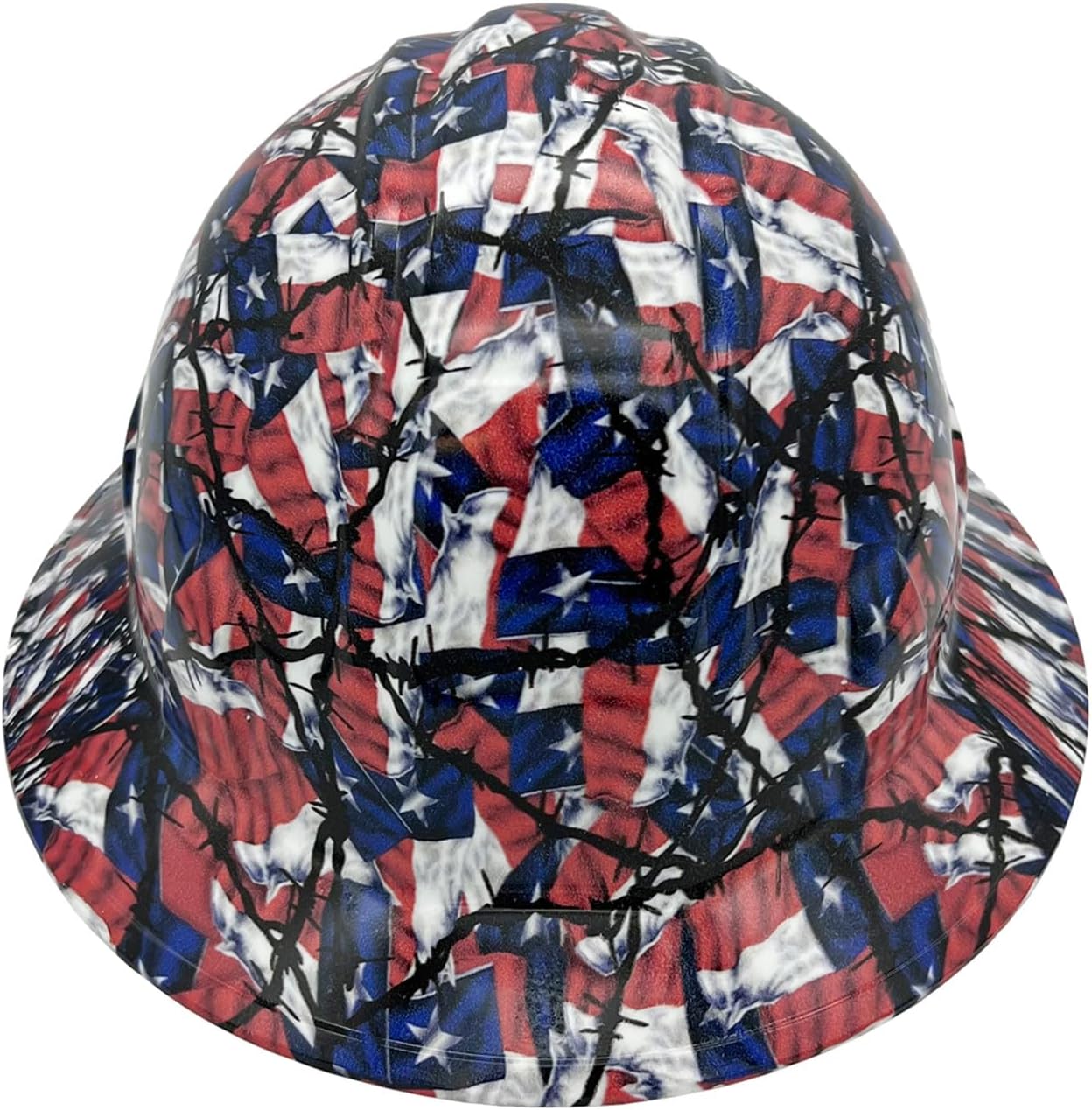 Hydrographic Full Brim Hard Hats with 6 Point Suspension - Texas Barb Wire Flag