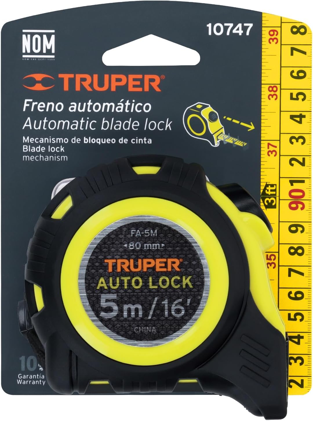 Flexómetro Auto Lock, 5 m, belt 19 mm