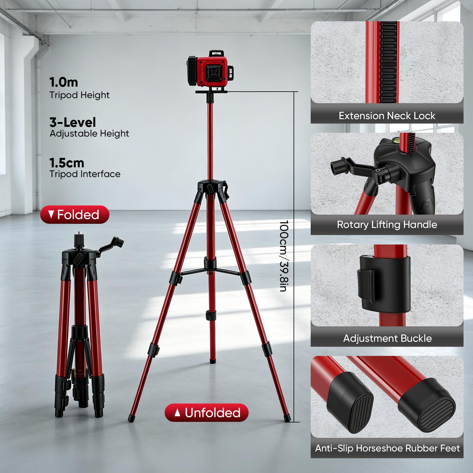 Laser Autolivellante 16 Linee 4D con Treppiede, Livella Laser Verde 4 x 360 ° con Batteria 6000mAh, Telecomando, per Piastrelle, Muri, Pavimenti, Cantieri, Interni