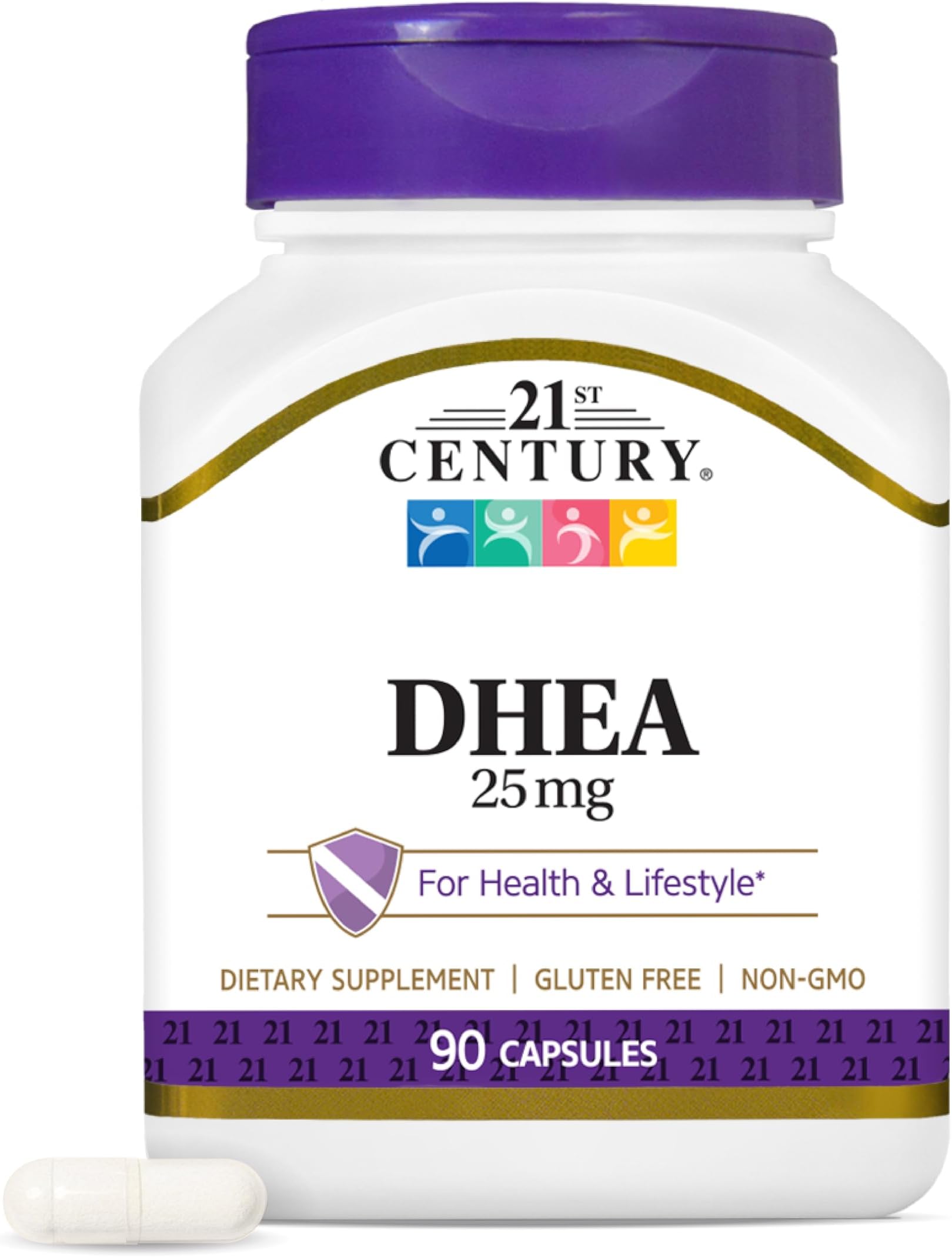 21st Century DHEA 25 mg Capsules (90 Count), Hormone Balance Dietary Supplements, DHEA Supplement for Women & Men Gluten-Free, Non-GMO, No Added Preservatives or Artificial Flavors