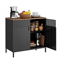 SONGMICS Mobile, Organizzatore, Armadio in Metallo, con Doppia Anta, Chiusura Magnetica, Ripiani Regolabili, Struttura in Acciaio, 40 x 80 x 76 cm, Marrone Vintage e Nero LSC102B01