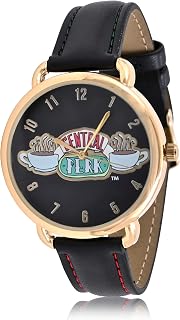 Friends Central Perk Adult Women's Analog Watch - Faux Leather Strap, Glass Dial Face, Gold Tone Mattle Case, Female, Analog Watch in Black (Model: FRI5000AZ)