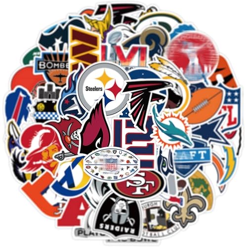 50 Pcs American Football Stickers Vinyl Waterproof Decals for Football Fans Water Bottles Laptop Snowboard Scrapbook Phone Luggage Decor DIY Stickers - 01