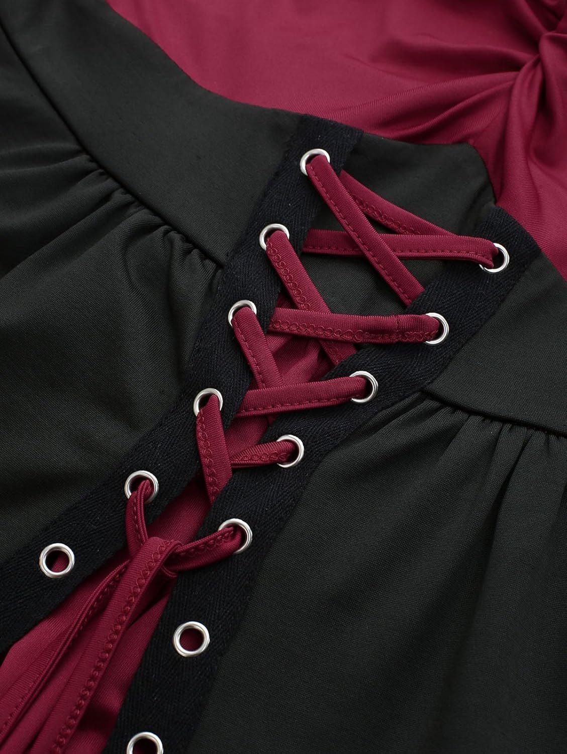 ROSE GAL Plus Size Renaissance Gothic Halloween Costume Cold Shoulder Lace-up Trumpet Sleeve Midi Dress for Women - Image 4