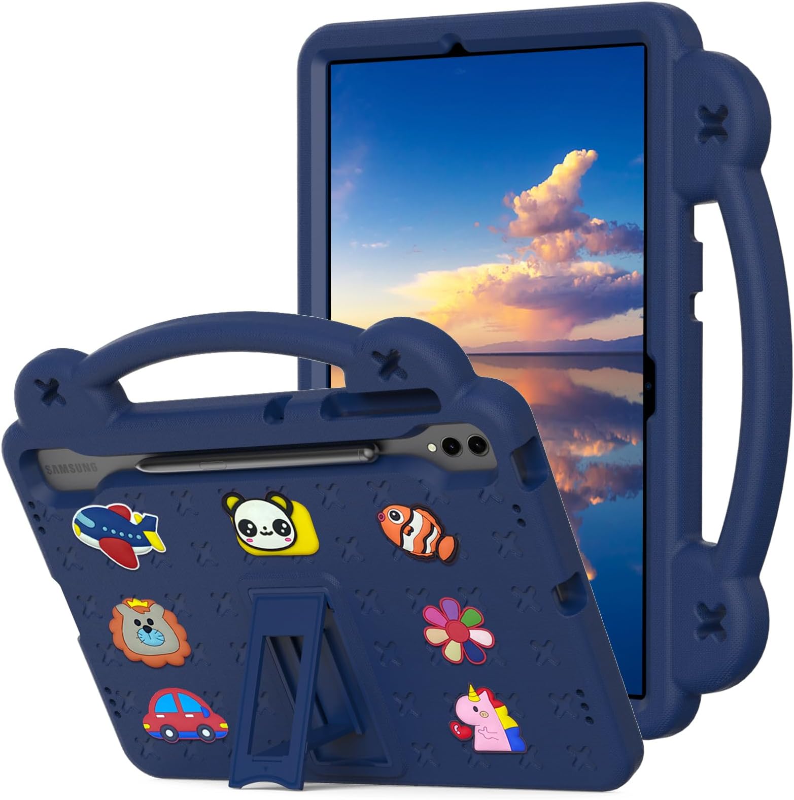 Handle Case for Samsung Galaxy Tab S7+ (12.4") SM-T970 | SM-T976B | SM-T975, Heavy Duty EVA Foam Shockproof Cover Kids Proof Case with Stand