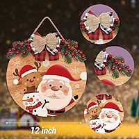 Vista 6 de Corona de decoración de Feliz Navidad, letrero frontal para decoración de puerta, decoración rústica de madera para puerta delantera, porche