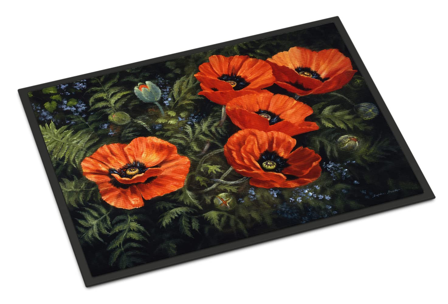 Caroline's Treasures BDBA0007JMAT Poppies by Daphne Baxter Doormat 24x36 Front Door Mat Indoor Outdoor Rugs for Entryway, Non Slip Washable Low Pile, 24H X 36W