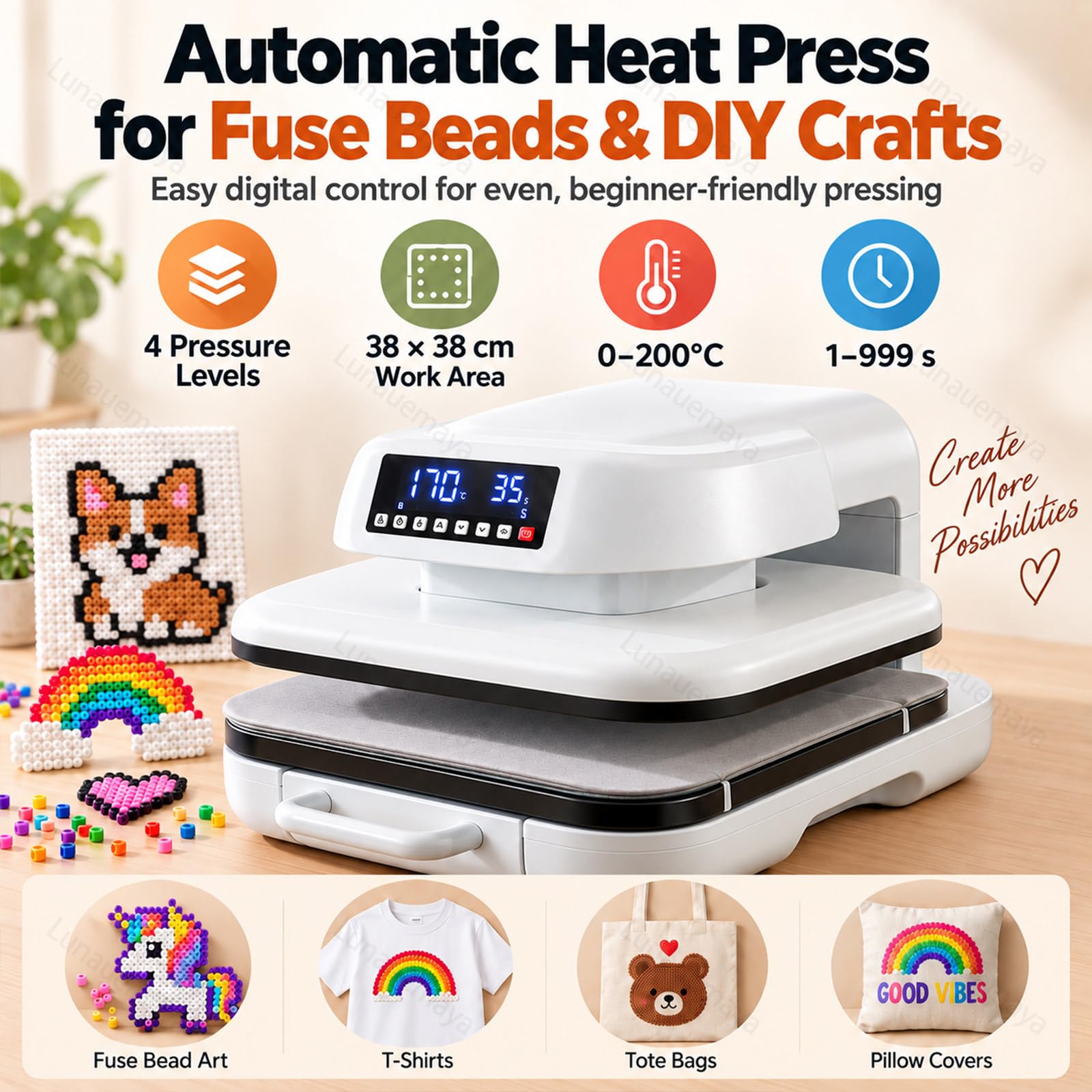 Pressa a Caldo Automatica 38x38cm per Progetti Fai da Te/HTV/Sublimazione
