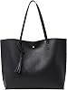 AYNKH Black Tote Bag, with Large Capacity, Ladies Handbag Tote Bag Soft PU Leather, for Women Reusable Shoulder Bag Handbags for Picnic Holiday Shopping Travel Gym