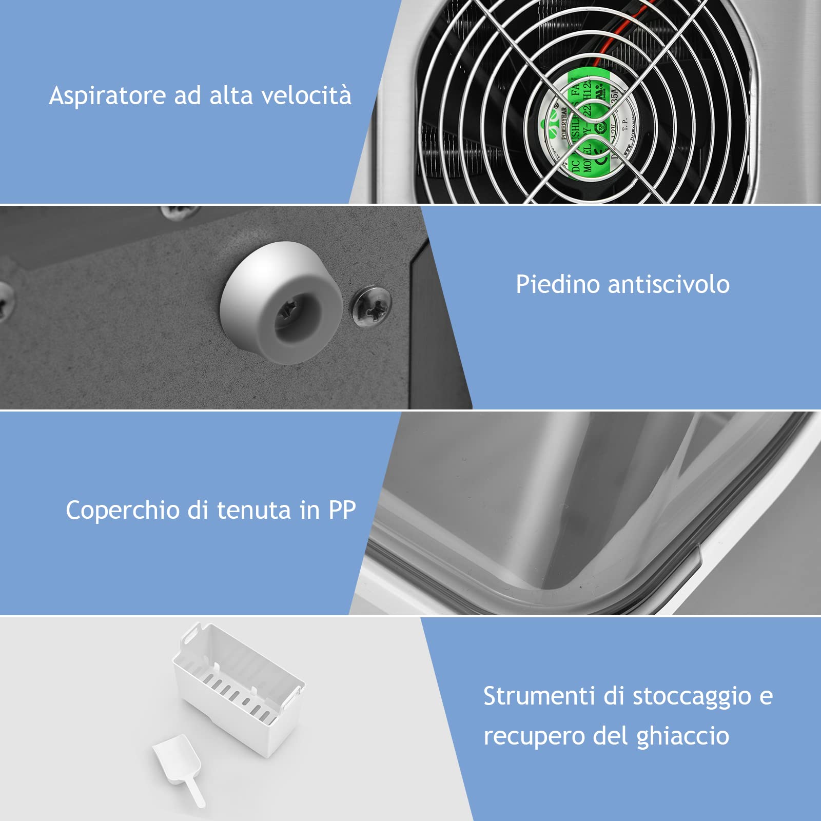 COSTWAY Macchina del Ghiaccio, Macchina del Ghiaccio Elettrica con Superficie Forata, con Cucchiaio Porzionatore, 18KG/24h, 3,2 L, Ideale per Casa e Ufficio