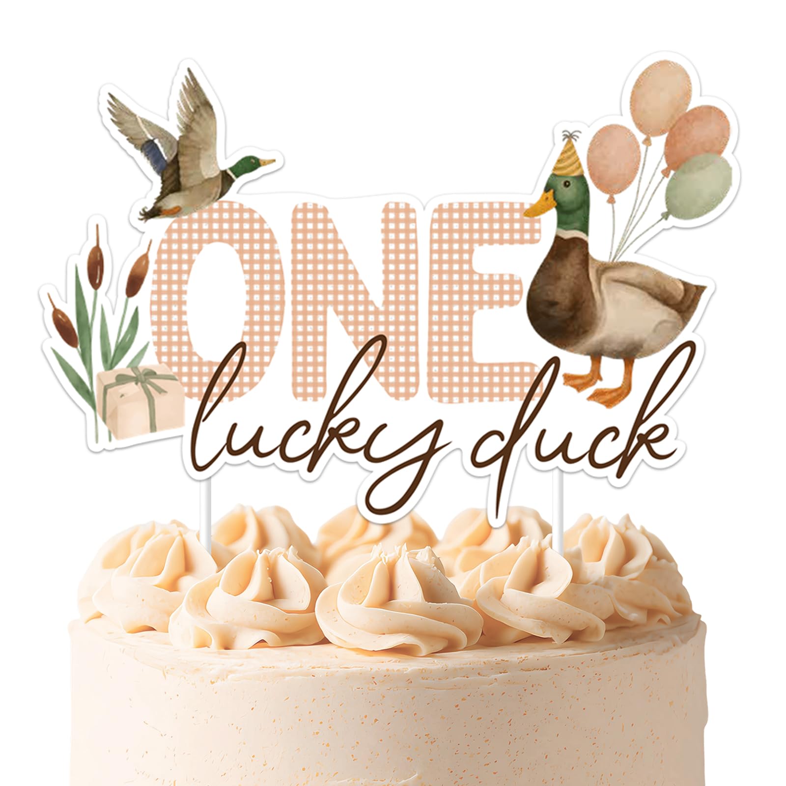 One Lucky Duck Cake Topper Mallard Duck 1st Birthday Decoration