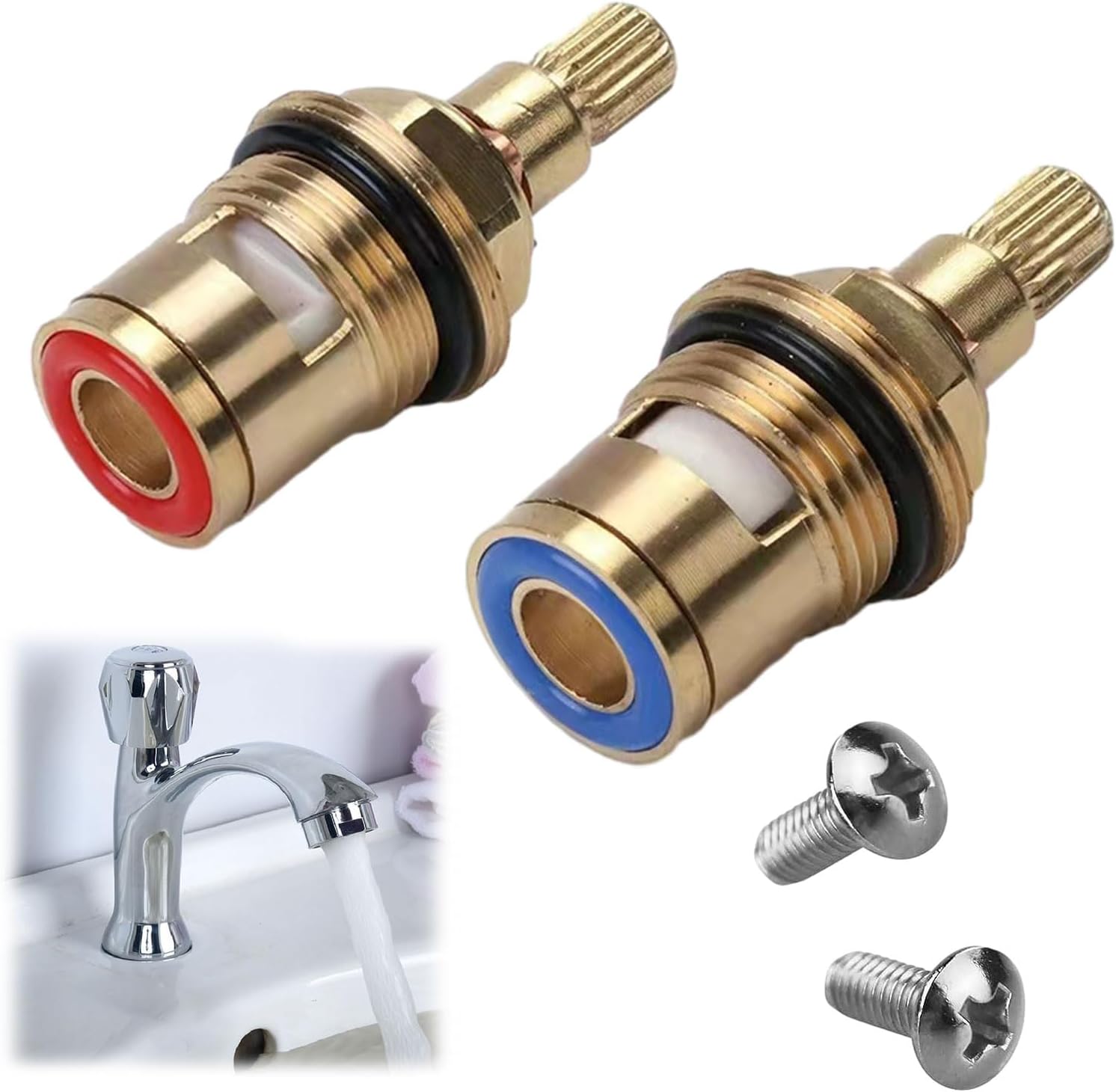 Ceramic Tap Cartridge 1/4 Turn 2PCS Replacement Brass Tap Cartridges