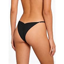 Womens Low Rise Bikini Bottom with Side Straps Cheeky Cut Strappy Thong Swim Bottom Stretchy Swimsuit Brief