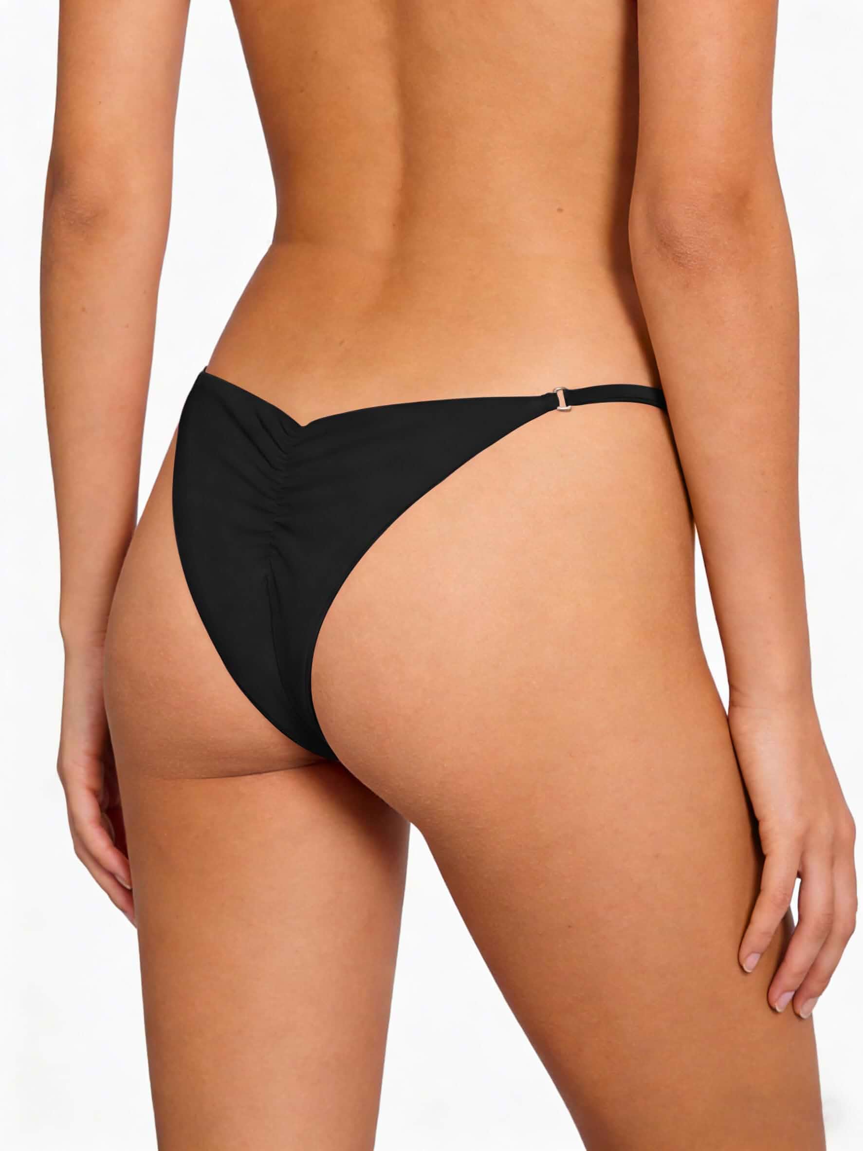 HYTENSUN Women's Low Rise Bikini Bottom with Side Straps Cheeky Cut Strappy Thong Swim Bottom Stretchy Swimsuit Brief