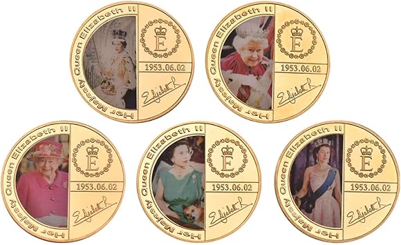 1926-2022 Queen Elizabeth II Gold Commemorative Coin with Gift Box Royal Family Challenge Coins Collectible Medal Souvenir Gifts